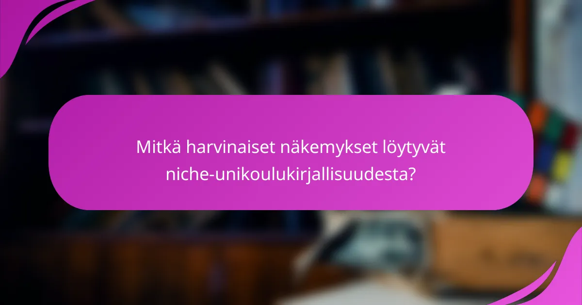 Mitkä harvinaiset näkemykset löytyvät niche-unikoulukirjallisuudesta?