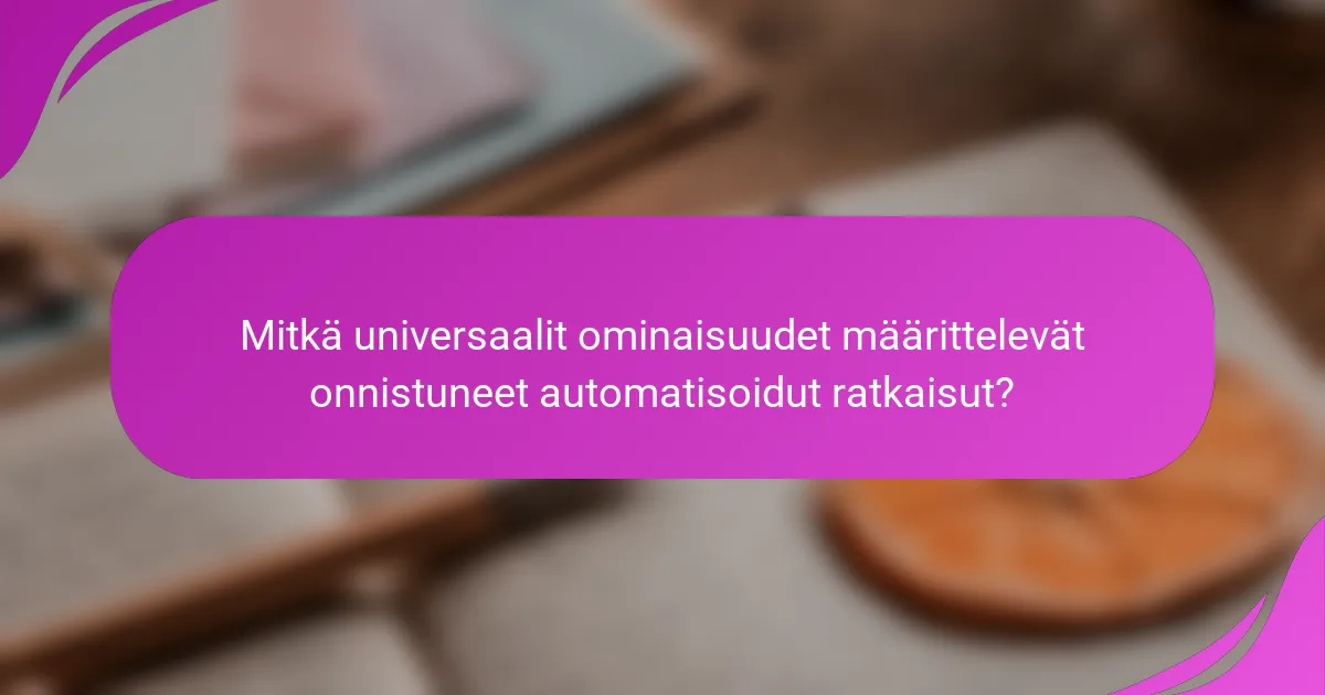 Mitkä universaalit ominaisuudet määrittelevät onnistuneet automatisoidut ratkaisut?